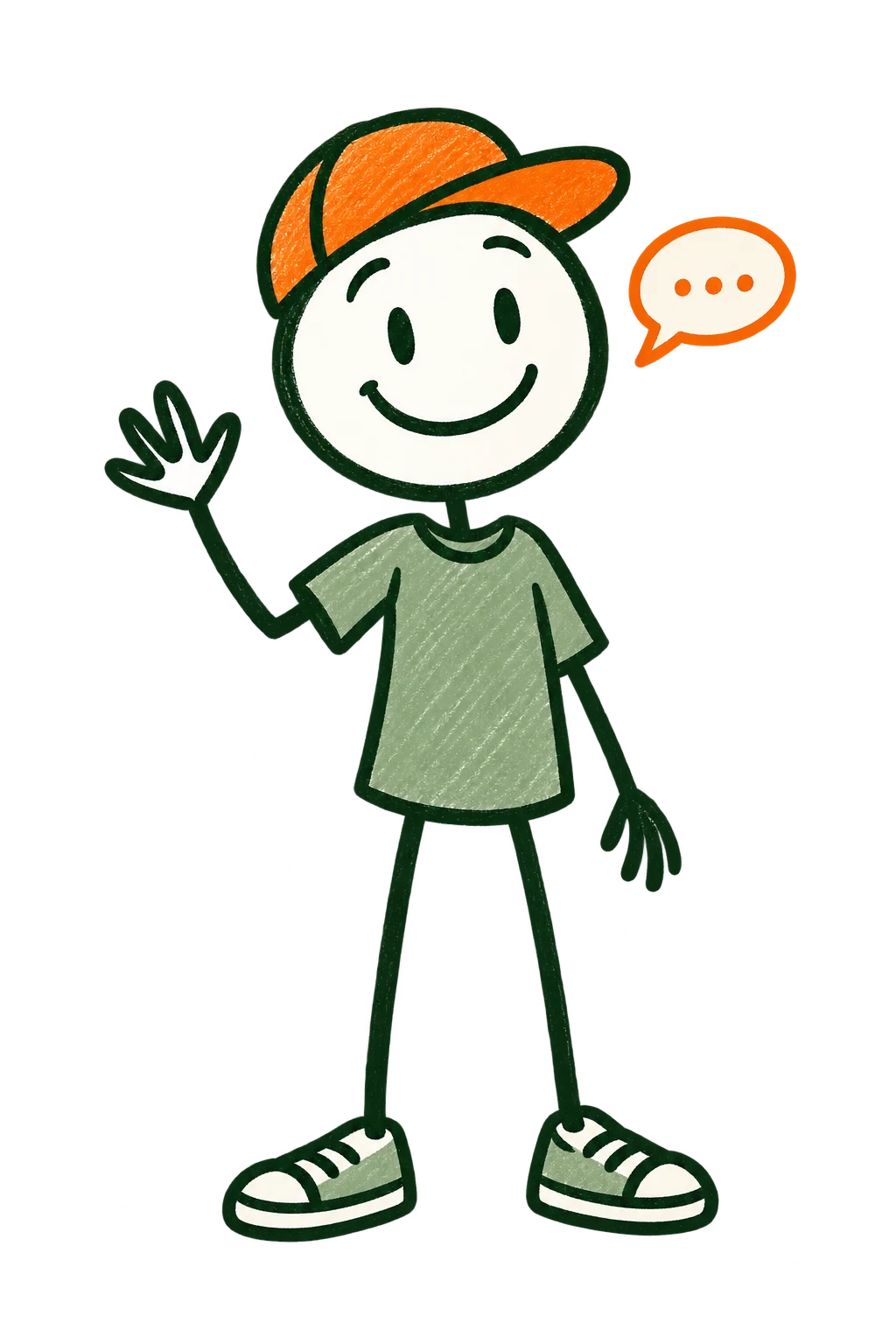 Friendly stick figure waving